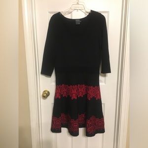 Gabby Skye Womens Black and Red Sweater Dress Size Large